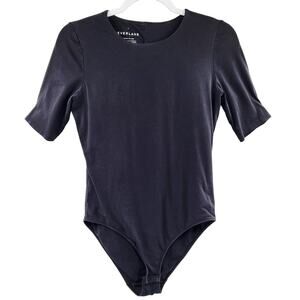 Everlane Black Snap Crotch One-piece Bodysuit Short-Sleeves Top Women's Size M
